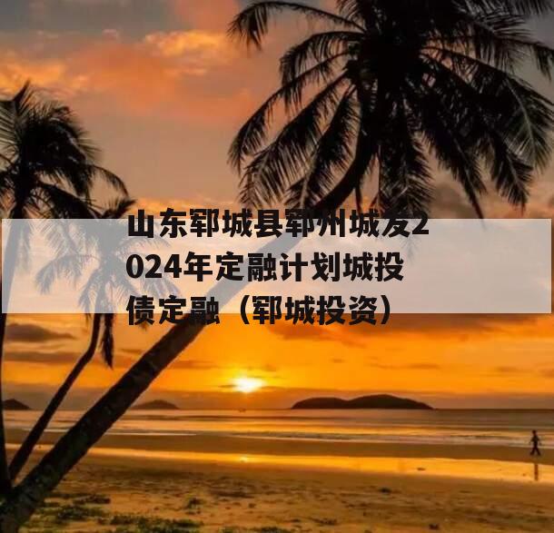山东郓城县郓州城发2024年定融计划城投债定融（郓城投资）