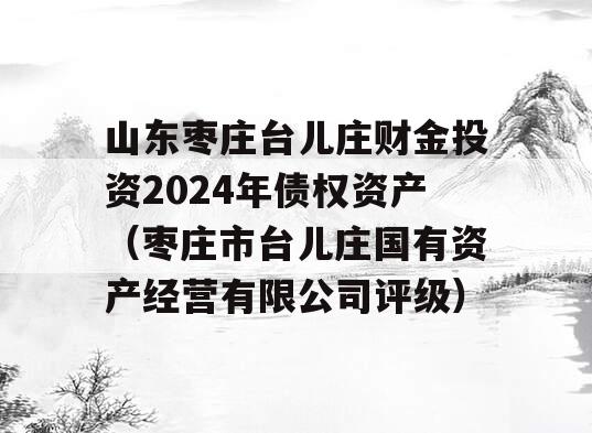 山东枣庄台儿庄财金投资2024年债权资产（枣庄市台儿庄国有资产经营有限公司评级）