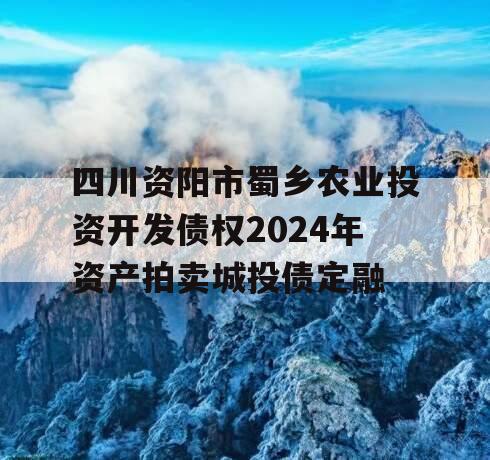 四川资阳市蜀乡农业投资开发债权2024年资产拍卖城投债定融