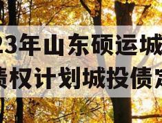 2023年山东硕运城投债权计划城投债定融