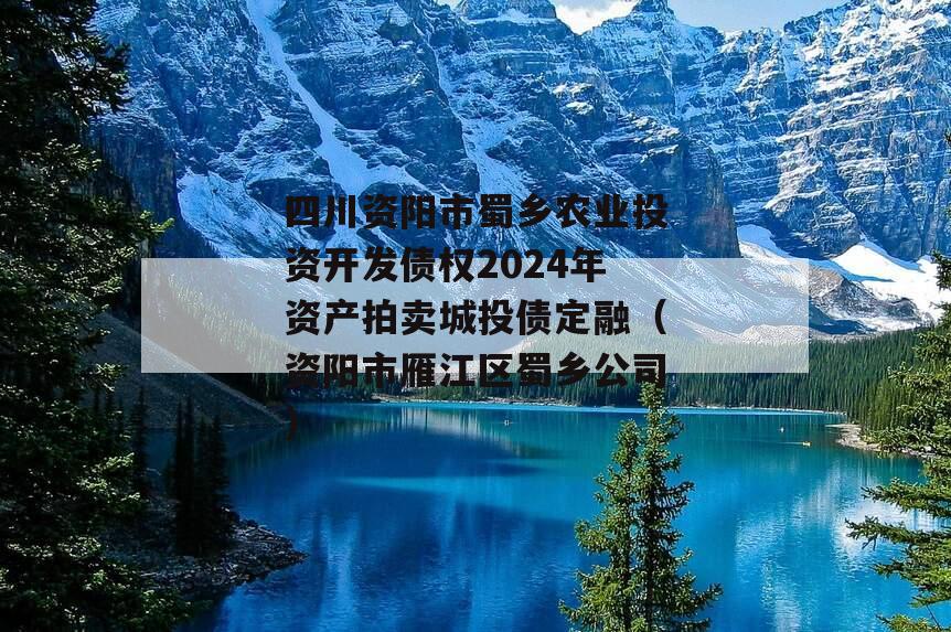 四川资阳市蜀乡农业投资开发债权2024年资产拍卖城投债定融（资阳市雁江区蜀乡公司）
