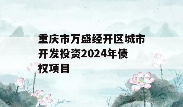 重庆市万盛经开区城市开发投资2024年债权项目
