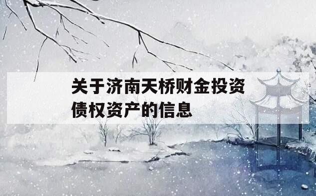 关于济南天桥财金投资债权资产的信息