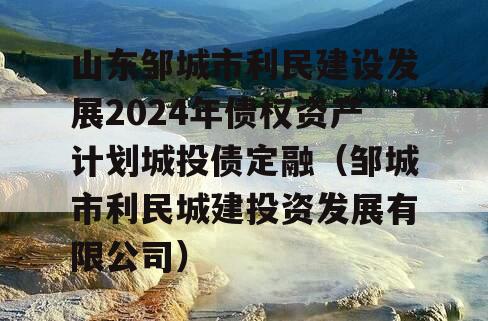 山东邹城市利民建设发展2024年债权资产计划城投债定融（邹城市利民城建投资发展有限公司）