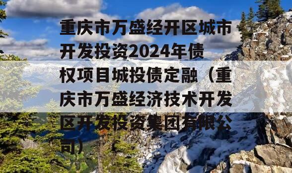 重庆市万盛经开区城市开发投资2024年债权项目城投债定融（重庆市万盛经济技术开发区开发投资集团有限公司）