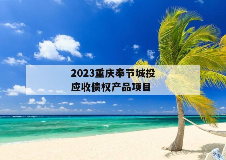 2023重庆奉节城投应收债权产品项目