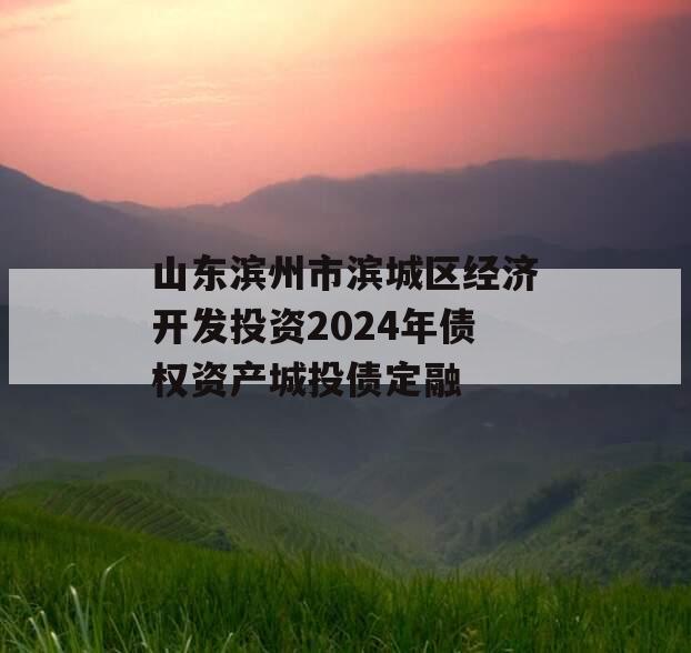 山东滨州市滨城区经济开发投资2024年债权资产城投债定融