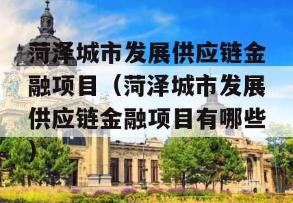 菏泽城市发展供应链金融项目（菏泽城市发展供应链金融项目有哪些）