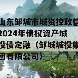 山东邹城市城资控政信2024年债权资产城投债定融（邹城城投集团有限公司）
