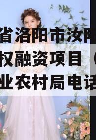河南省洛阳市汝阳农发投债权融资项目（汝阳县农业农村局电话是多少）