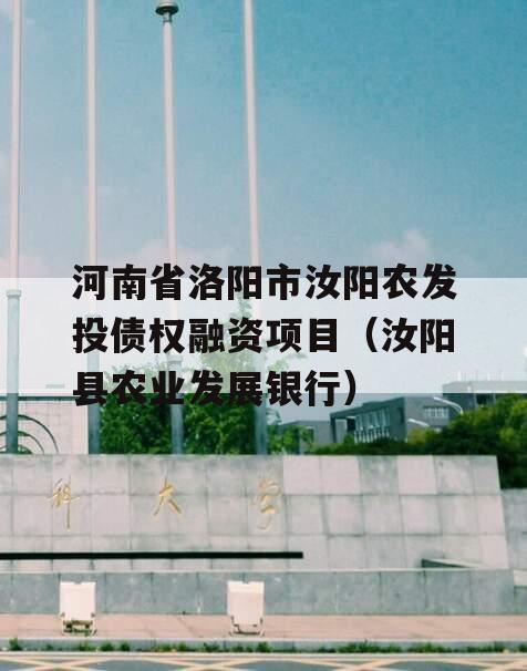 河南省洛阳市汝阳农发投债权融资项目（汝阳县农业发展银行）