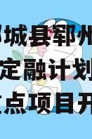 山东郓城县郓州城发2024年定融计划（郓城县重点项目开工）