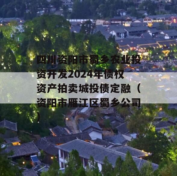 四川资阳市蜀乡农业投资开发2024年债权资产拍卖城投债定融（资阳市雁江区蜀乡公司）