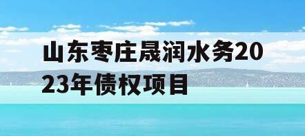 山东枣庄晟润水务2023年债权项目