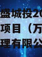 重庆万盛城投2024年债权项目（万盛城市投资管理有限公司）