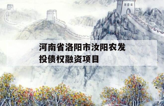 河南省洛阳市汝阳农发投债权融资项目