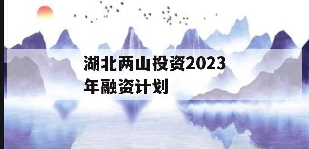 湖北两山投资2023年融资计划 湖北两山投资2023年融资计划