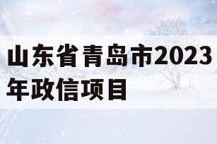 山东省青岛市2023年政信项目 山东省青岛市2023年政信项目