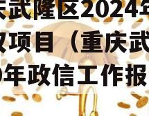 重庆武隆区2024年债权项目（重庆武隆2020年政信工作报告）
