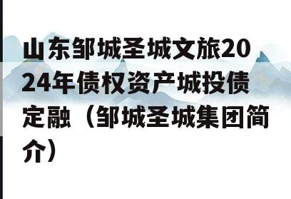 山东邹城圣城文旅2024年债权资产城投债定融（邹城圣城集团简介）
