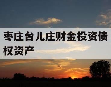枣庄台儿庄财金投资债权资产