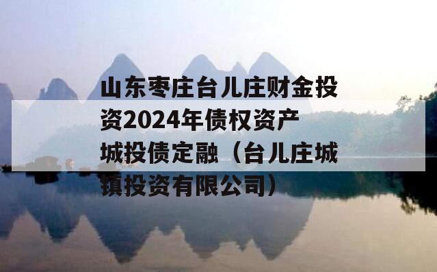 山东枣庄台儿庄财金投资2024年债权资产城投债定融（台儿庄城镇投资有限公司）