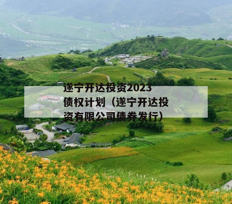遂宁开达投资2023债权计划（遂宁开达投资有限公司债券发行）