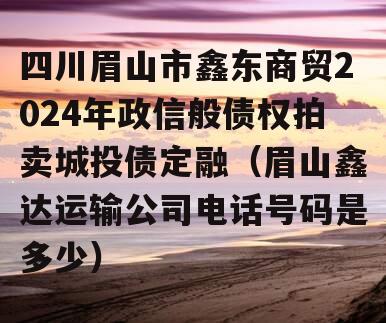 四川眉山市鑫东商贸2024年政信般债权拍卖城投债定融（眉山鑫达运输公司电话号码是多少）