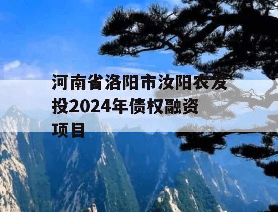 河南省洛阳市汝阳农发投2024年债权融资项目