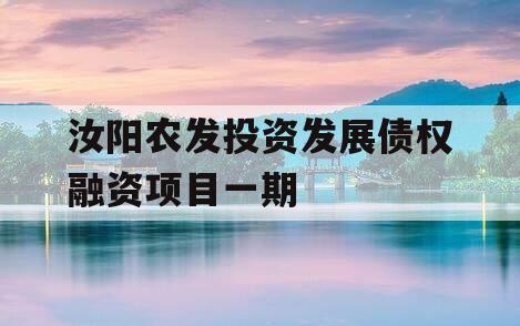 汝阳农发投资发展债权融资项目一期