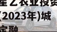 江油星乙农业投资债权资产(2023年)城投债定融