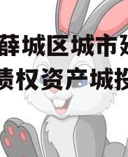 枣庄薛城区城市建设2023债权资产城投债定融