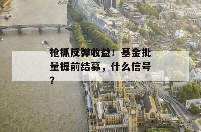 抢抓反弹收益！基金批量提前结募，什么信号？