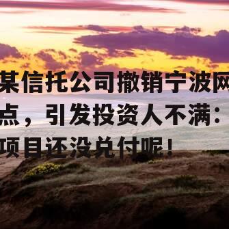 某信托公司撤销宁波网点，引发投资人不满：项目还没兑付呢！