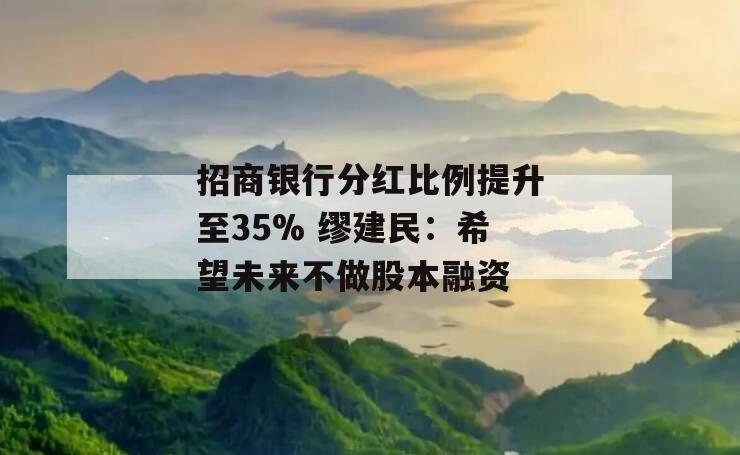 招商银行分红比例提升至35% 缪建民：希望未来不做股本融资