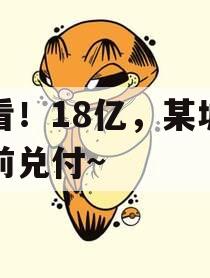 必看！18亿，某城投提前兑付~