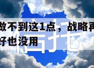 做不到这1点，战略再好也没用