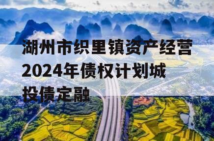 湖州市织里镇资产经营2024年债权计划城投债定融