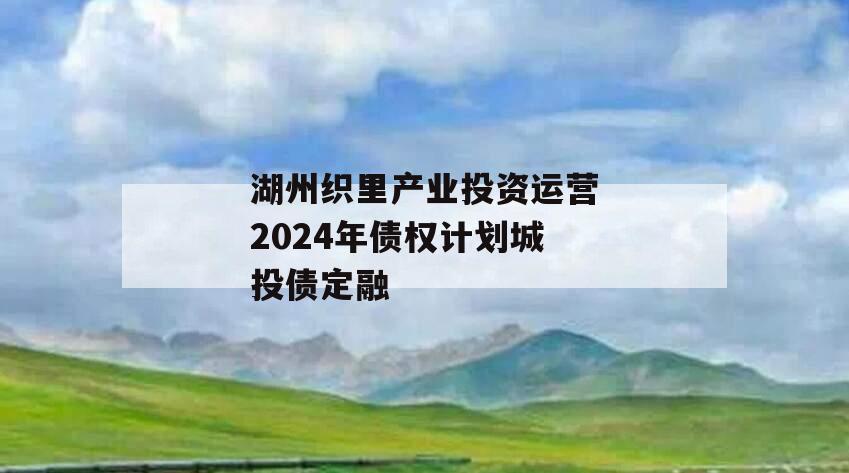 湖州织里产业投资运营2024年债权计划城投债定融 湖州织里产业投资运营2024年债权计划城投债定融