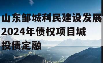 山东邹城利民建设发展2024年债权项目城投债定融