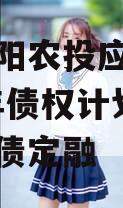河南汝阳农投应收账款2024年债权计划三期城投债定融
