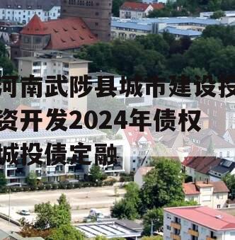 河南武陟县城市建设投资开发2024年债权城投债定融