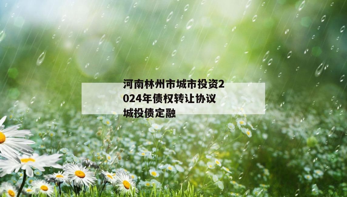 河南林州市城市投资2024年债权转让协议城投债定融