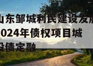 山东邹城利民建设发展2024年债权项目城投债定融