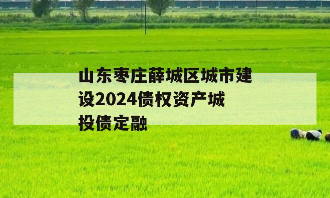 山东枣庄薛城区城市建设2024债权资产城投债定融