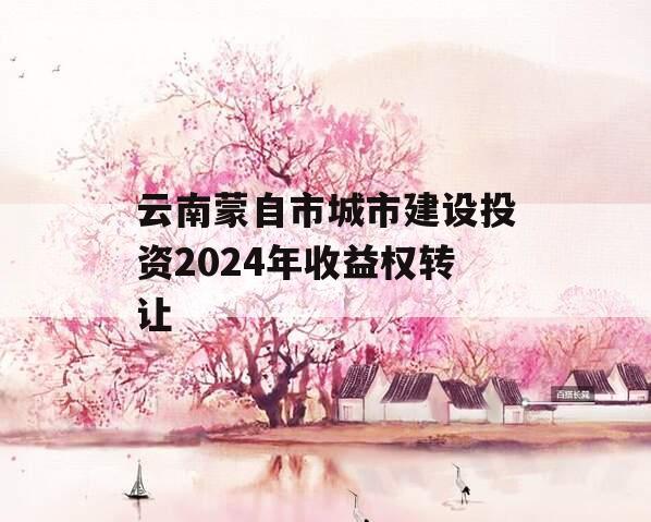 云南蒙自市城市建设投资2024年收益权转让