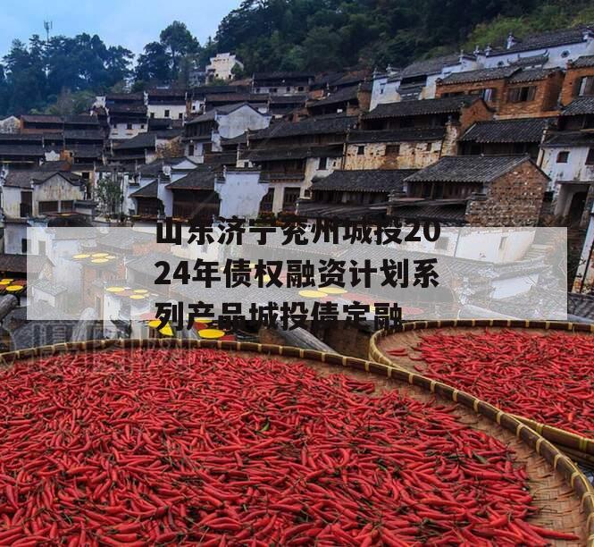 山东济宁兖州城投2024年债权融资计划系列产品城投债定融