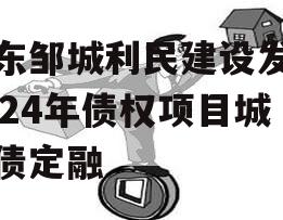 山东邹城利民建设发展2024年债权项目城投债定融