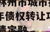 河南林州市城市投资2024年债权转让项目城投债定融