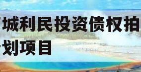 邹城利民投资债权拍卖计划项目